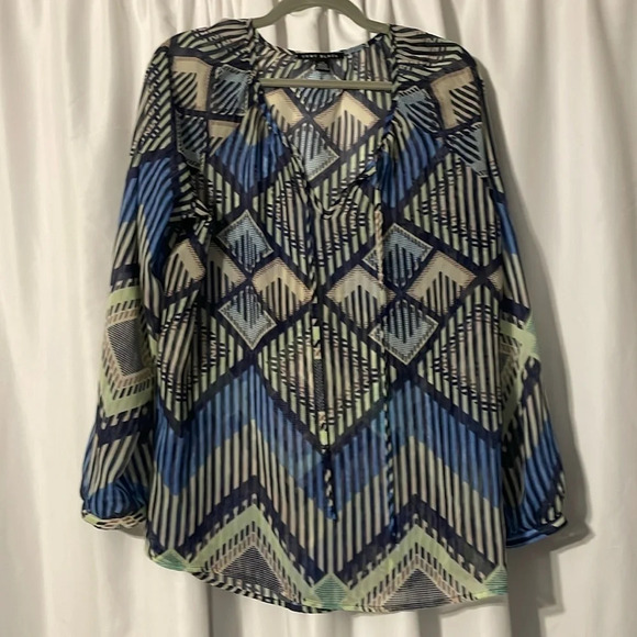 como Black Tops - Sheer womens top great design navy royal blue muted neon green draw string large